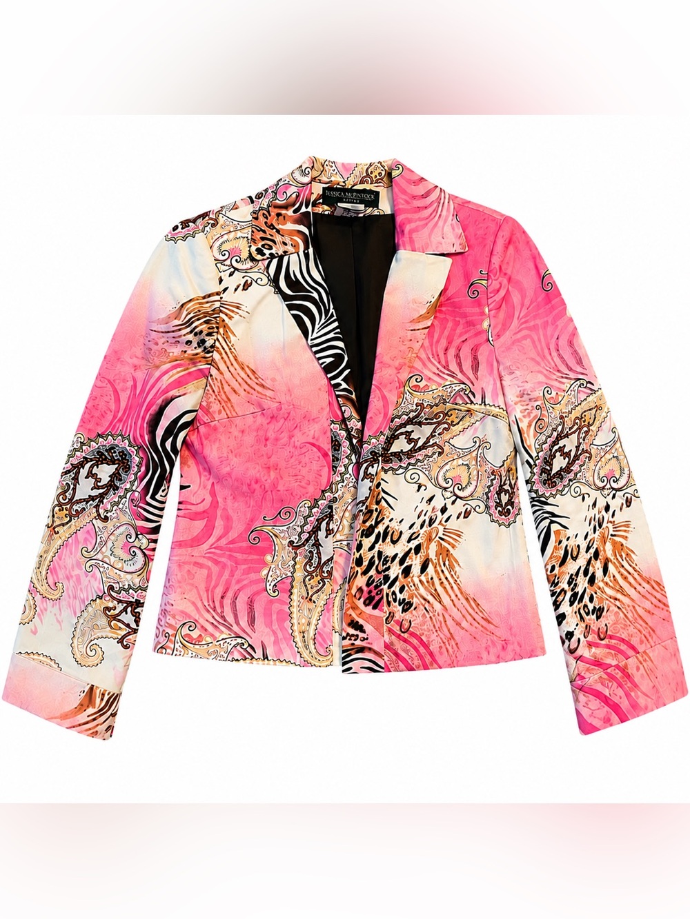 Harvé Benard Pink Paisley Animal Print Petite Blazer Size 8P